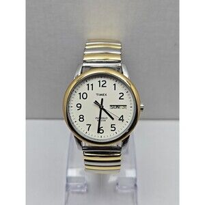 Timex Easy Reader Day Date Indiglo Two Tone 35mm Quartz Watch New Battery WR 30M